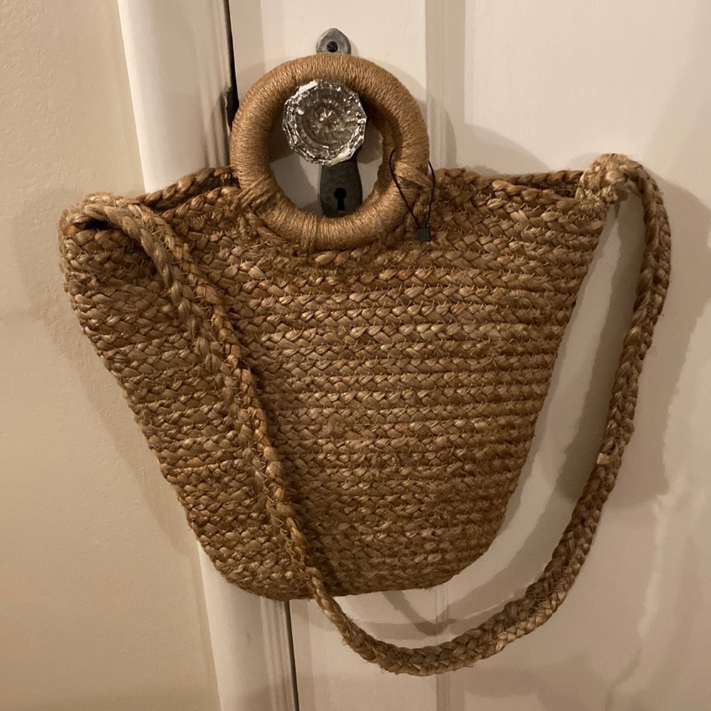 Zara Woven Jute Bag w/ Cotton drawstring  liner